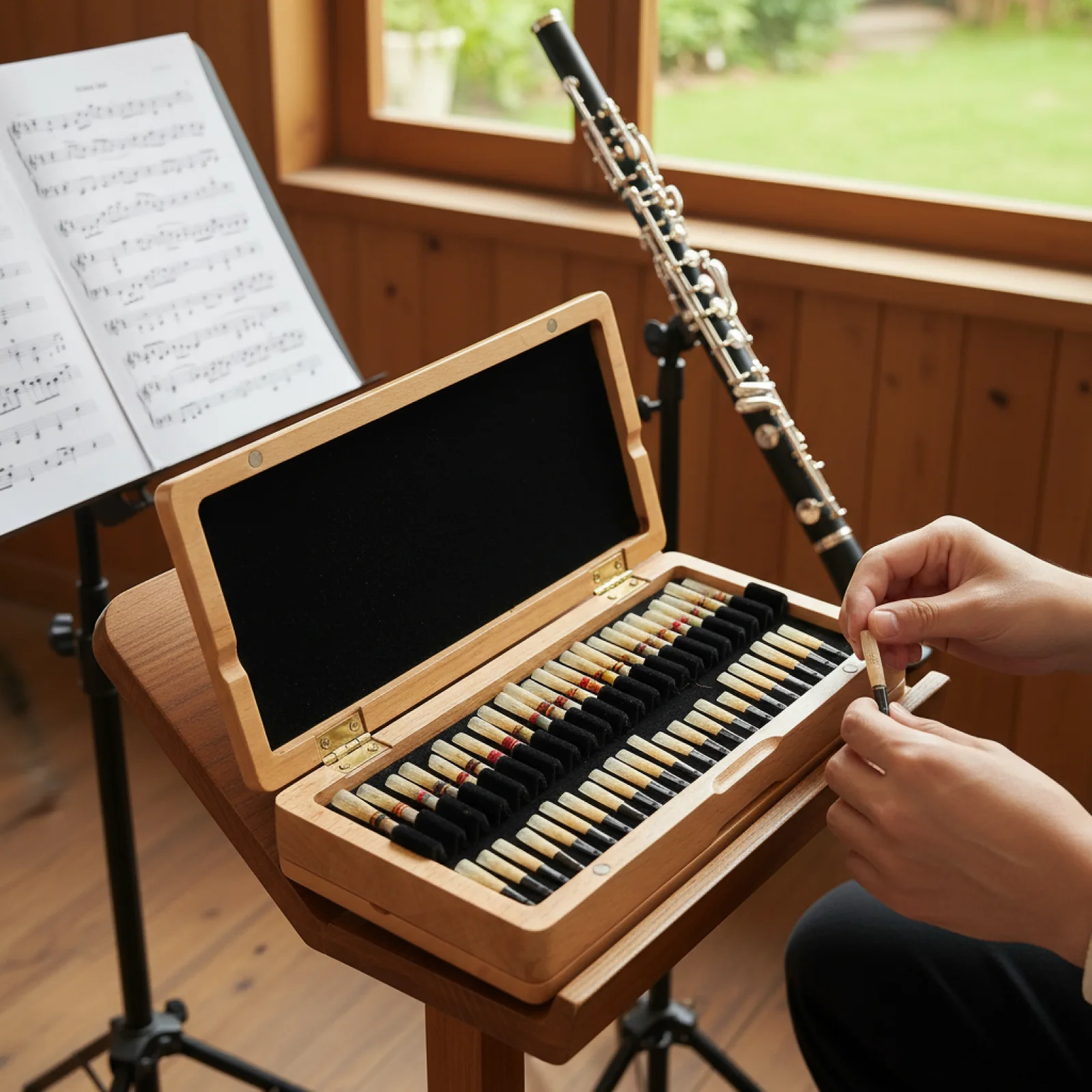40-slot-wooden-oboe-reed-case-breathable-storage-holder-organizer-box-for-oboe-reed-protection-easy-to-carry