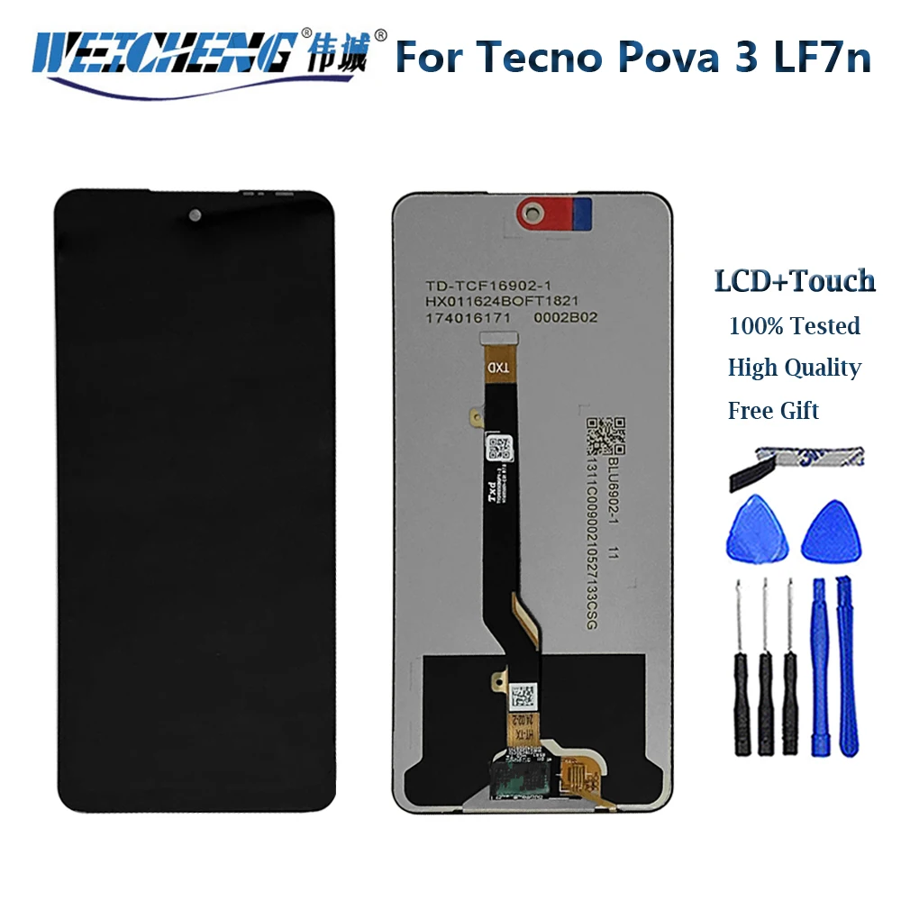 

6.9" Tested LCD For Tecno Pova 3 LF7n LCD Display Touch Screen Digitizer Assembly For Tecno Pova3 LCD Replacement Sensor Parts