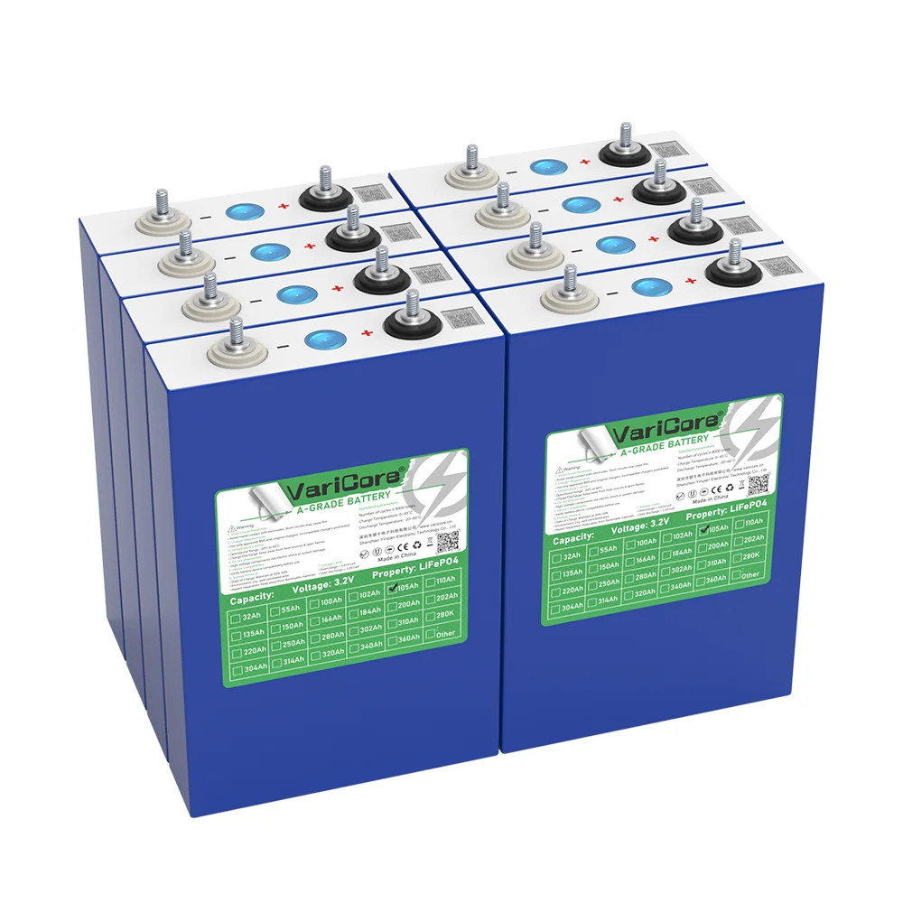 4 pezzi, nuove celle prismatiche LiFePO4 di grado A, 3,2 V, 105 Ah, batteria ricaricabile al litio ferro fosfato, bassa resistenza interna, ciclo profondo, ideale per assemblare autonomamente un pacco