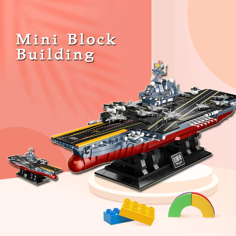 1560Pcs Military WW2 Micro NAVY ARMY Aircraft Carrier Model Building Blocks Technical Warship Battleship Weapon Bricks Toys Gift