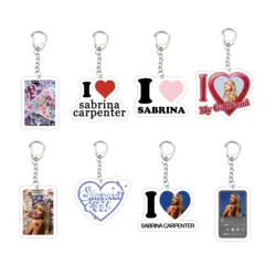 Popular Singer Sabrina Carpenter Keychain for Accessories Bag Acrylic Key Chain Key Ring Funny Pendant Keyring Jewelry Fans Gift
