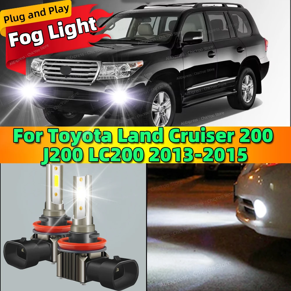 2pcs Car Fog Lamp Front Fog Light Bulbs LED Chip 6000K Plug and Play For Toyota Land Cruiser 200 J200 LC200 2013 2014 2015