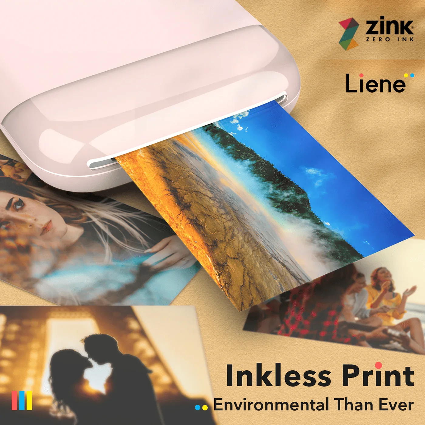 Liene 50 folhas de papel fotográfico zincado 50 x 76 mm compatível com mini impressoras fotográficas Liene Pearl K100 50 x 76 mm com autoadesivo B