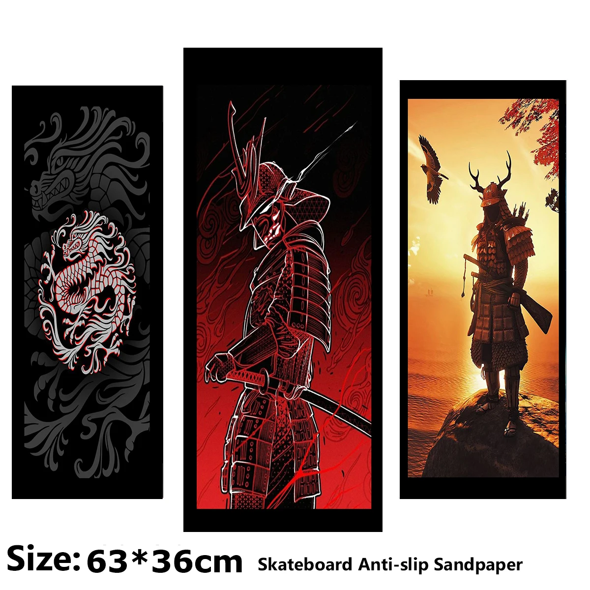 Seaside Sunset Flying Birds Dragon Pattern Electric Scooter Anti-slip Sticker Sandpaper Skateboard Grip Tape Sheet 63*36cm