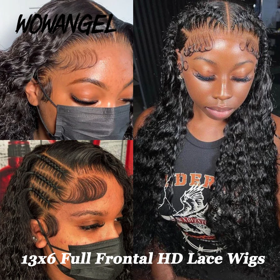 

250% Full Lace Frontal Human Hair Wigs 13x6 HD Frontal Wigs Deep Part Water Wave Wigs HD Lace Wig Curly Wig Melt Skins For Woman