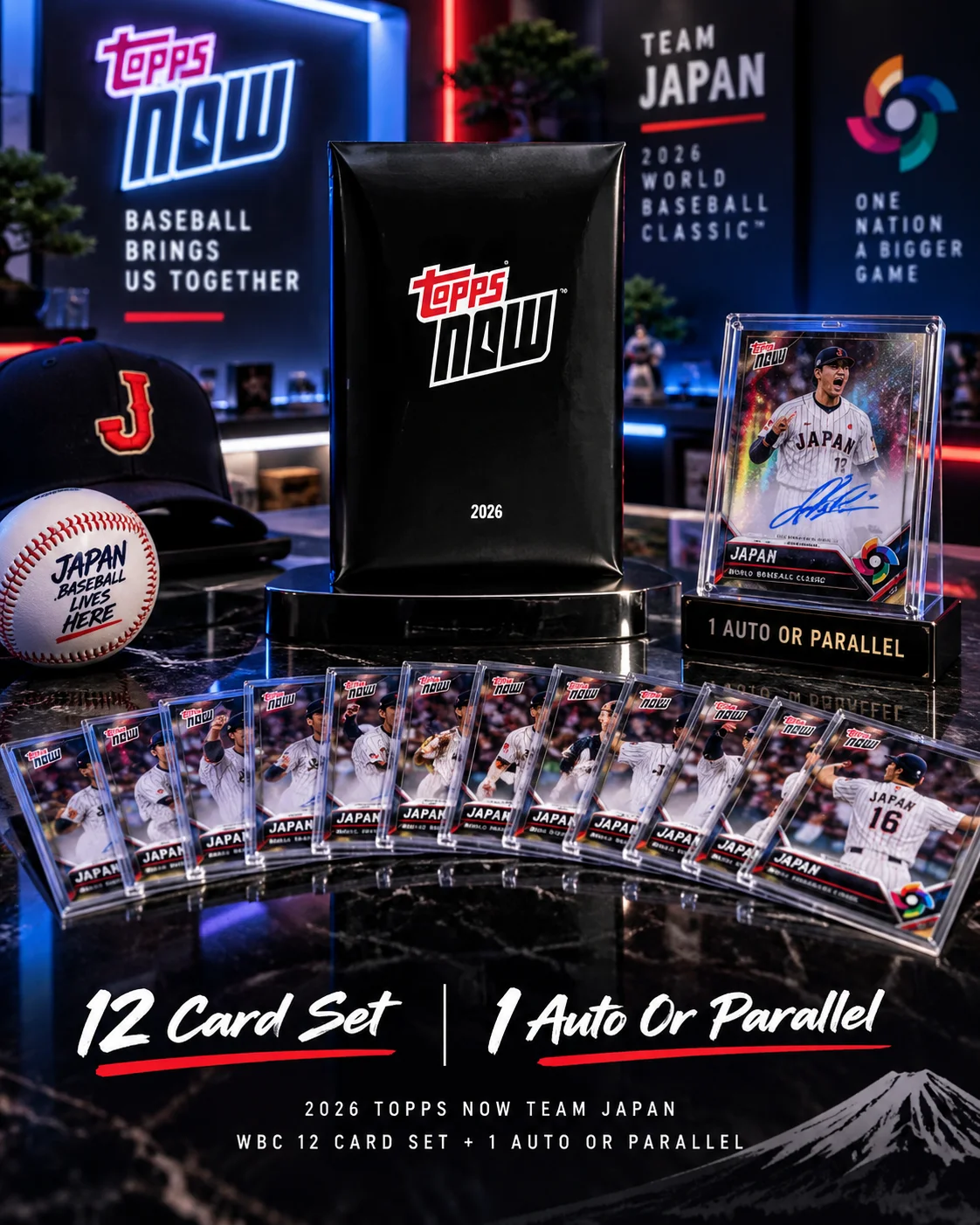 2026 Topps NOW Team Japan WBC Baseball Sealed 12 Card Set, Includes 1 Autograph or Parallel Card, International Baseball Trading Cards for Collectors and Memorabilia Fans