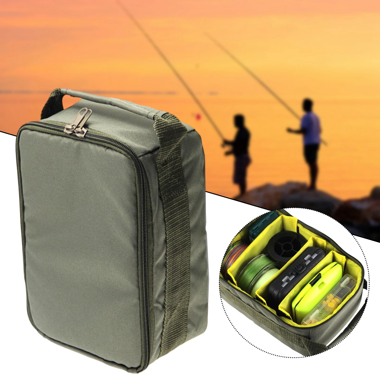 

Сумка для хранения рыболовных снастей с 3 регулируемыми перегородками, водонепроницаемый органайзер для снастей, многофункциональная сумка для рыболовных инструментов