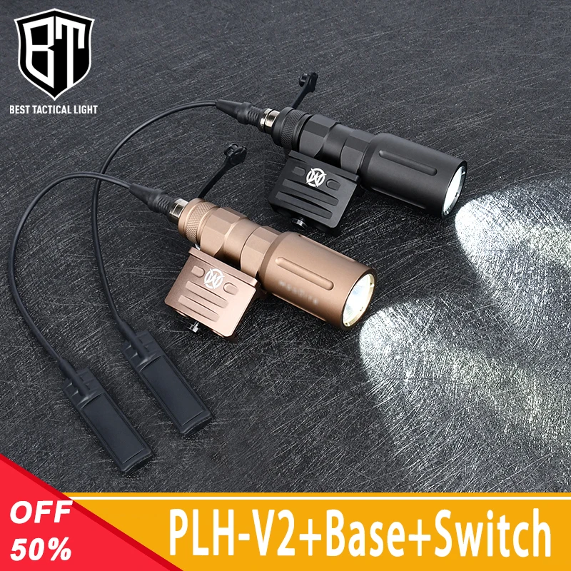 WADSN PLH-V2 Tactical Flashlight With Offset Mount Base For Hunting Airsoft Weapon 20mm Picatinny Rail Rifle Pistol Accessory