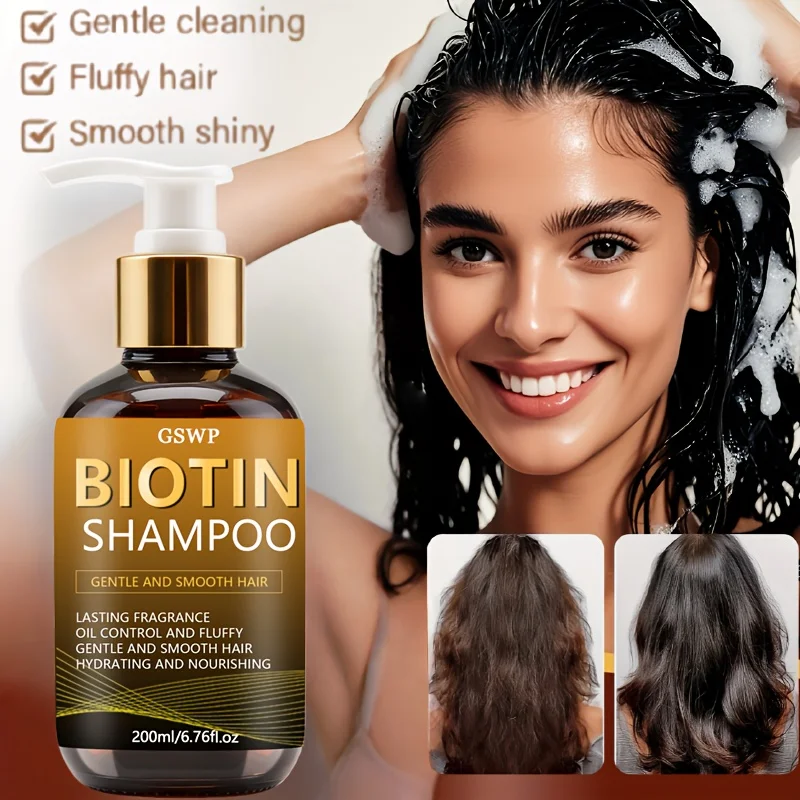 

GSWP Biotin Shampoo Smooth and silky,long-lasting oil control, fresh and voluminous,gentle cleansing, nourishing care. 200g/400g