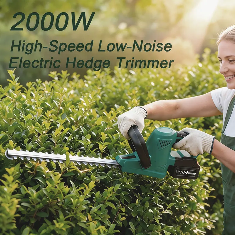 Taille-haie sans fil 2000W, léger, sans balais, outil de jardinage puissant, compatible avec la batterie Makita, alimenté par batterie.