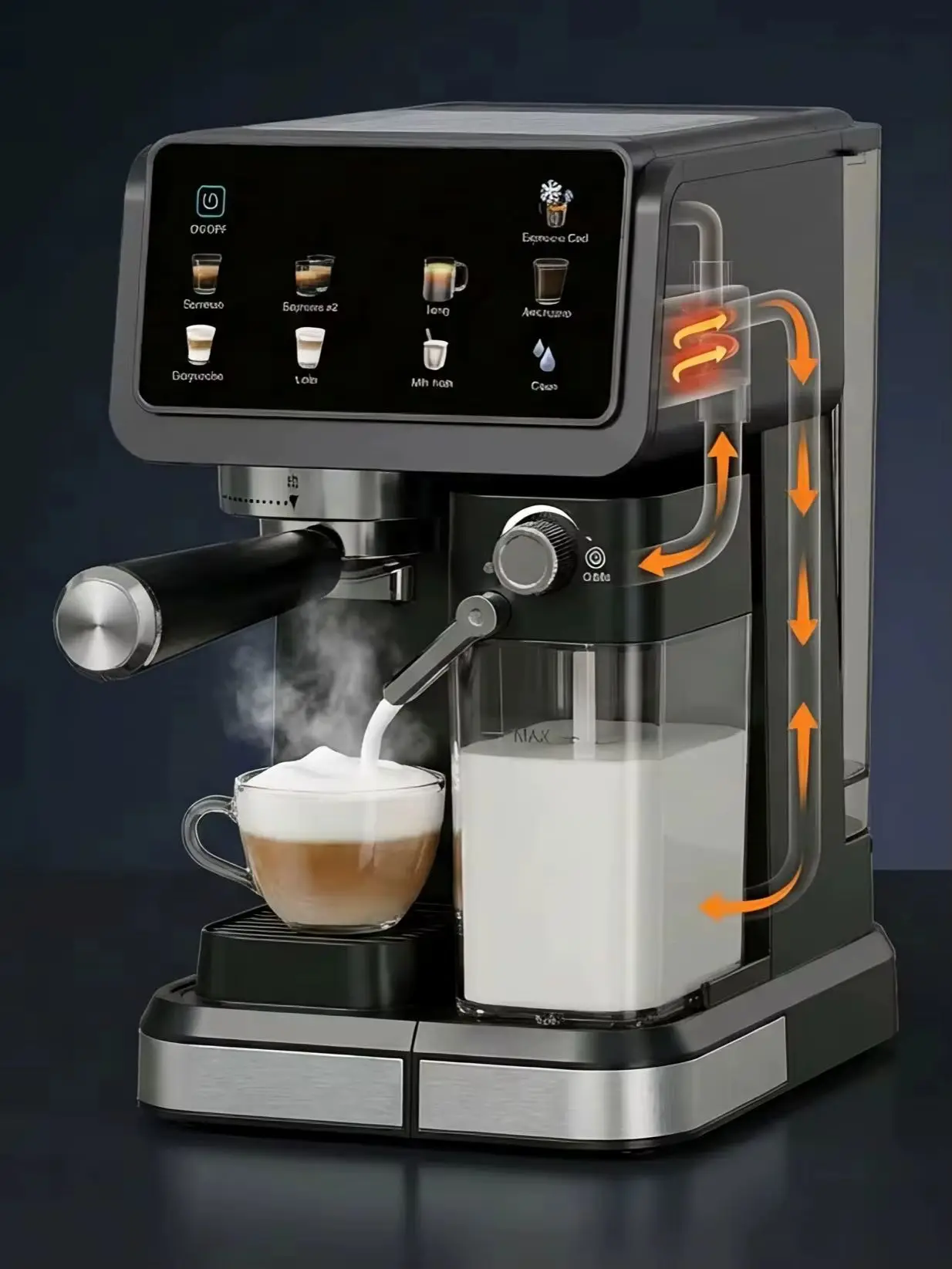 Hogedrukpomp 1,5L watertank melkopschuimer voor cappuccino stoommachine 20 bar - afbeelding 2