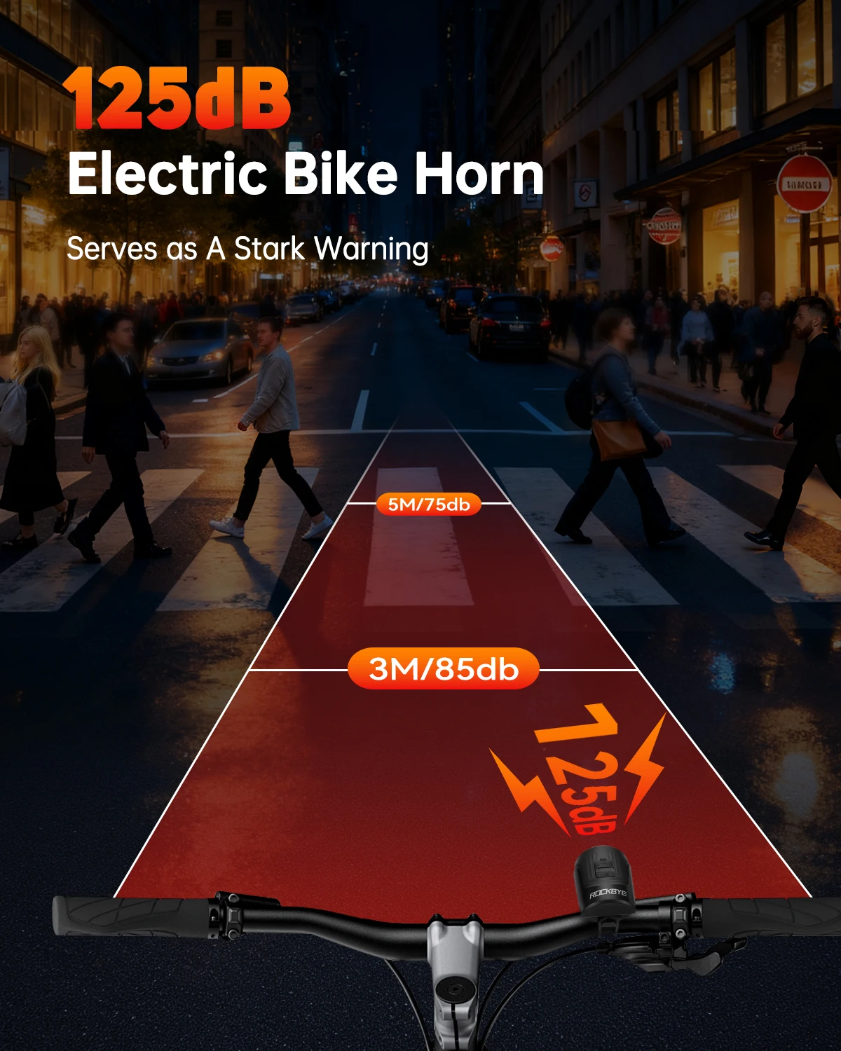 Rockbye 125dB Laute Elektrische Fahrradklingel Wasserdichter Diebstahlalarm Elektrische Fahrradglocke für Erwachsene/Kinder-Fahrräder, Roller, E-Bikes – Detail 4