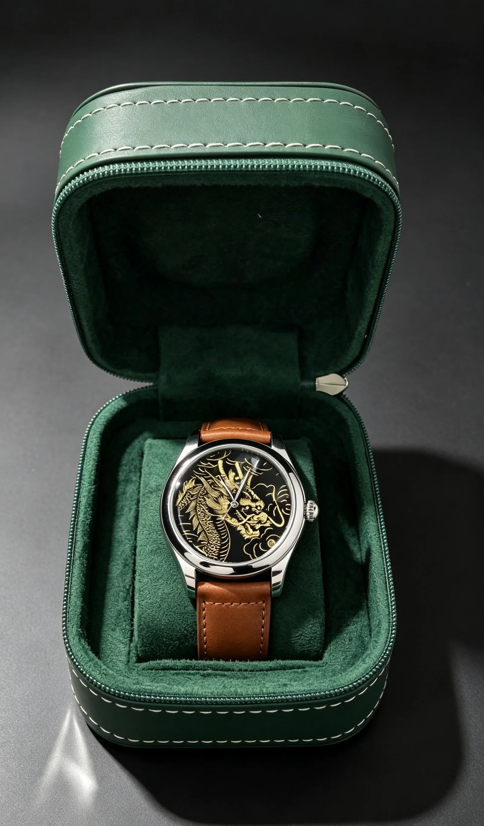 Watch Mechanical Movement Guochao Intangible Cultural Heritage Lacquer Gold Craftsmanship Gold Dragon Spit Ball Limited Edition