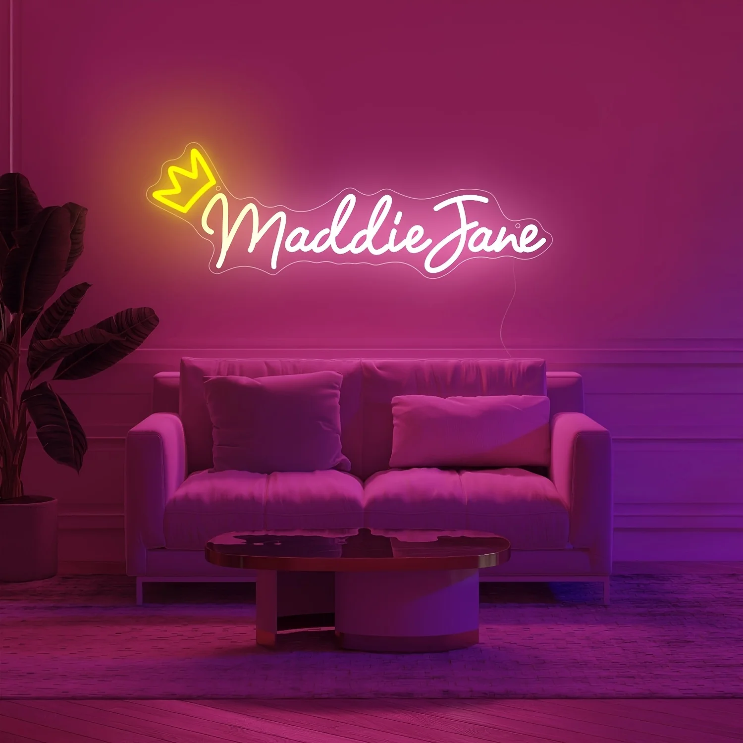 Halibusol Personalized LED Neon Sign - Text/Name & Crown - Single-Color Wall Suitable for Room Decor, Wedding, Birthday, Party view 5