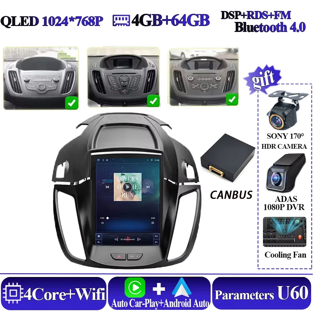 Android 16 autoradio voor Ford Kuga 2 Escape 3 2012-2019 Android 13 autoradio draadloze CarPlay 2 Din GPS navigatie Bluetooth - afbeelding 1