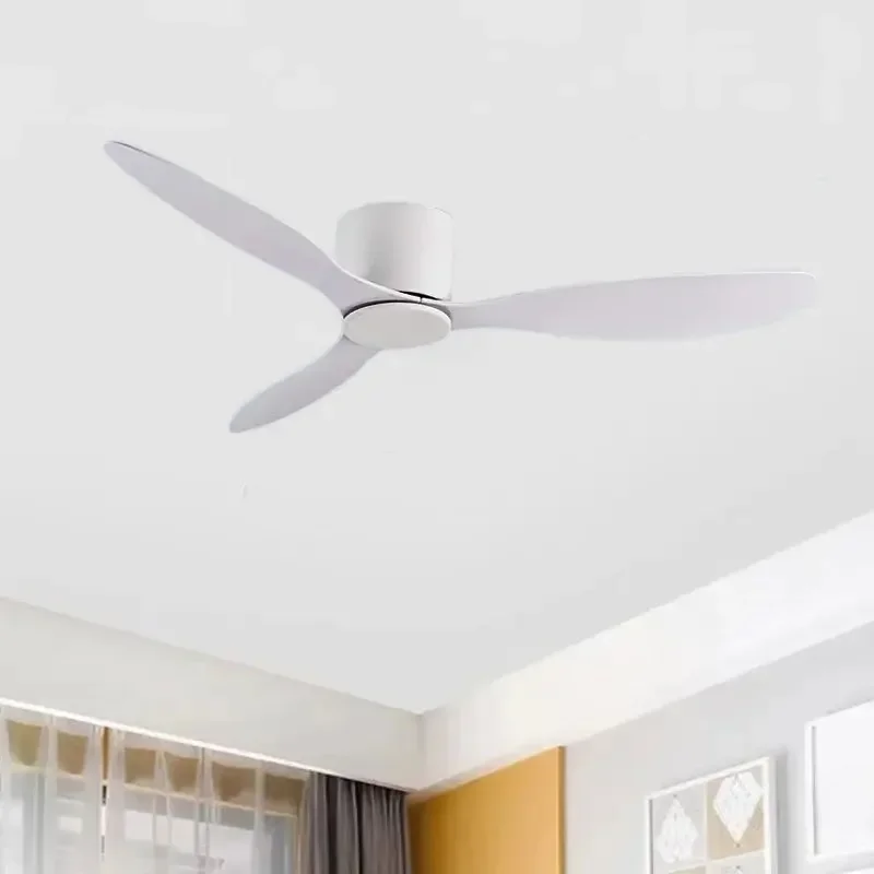 42 52-inch plafondventilatoren Geen licht DC-motor Afstandsbediening Koelventilatoren Lamp Lage vloer Plafondventilator Wit hout Zwarte kleur FANS - afbeelding 2