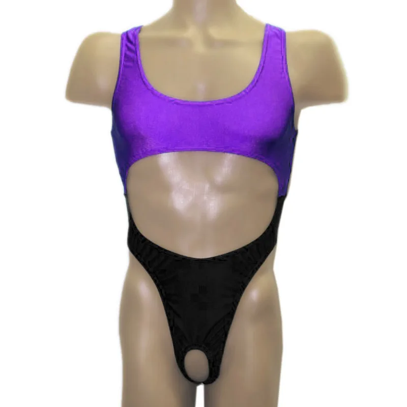 Mens G3951 bodysuit Thong Leotard Poly spandex High Cut Open Crotch