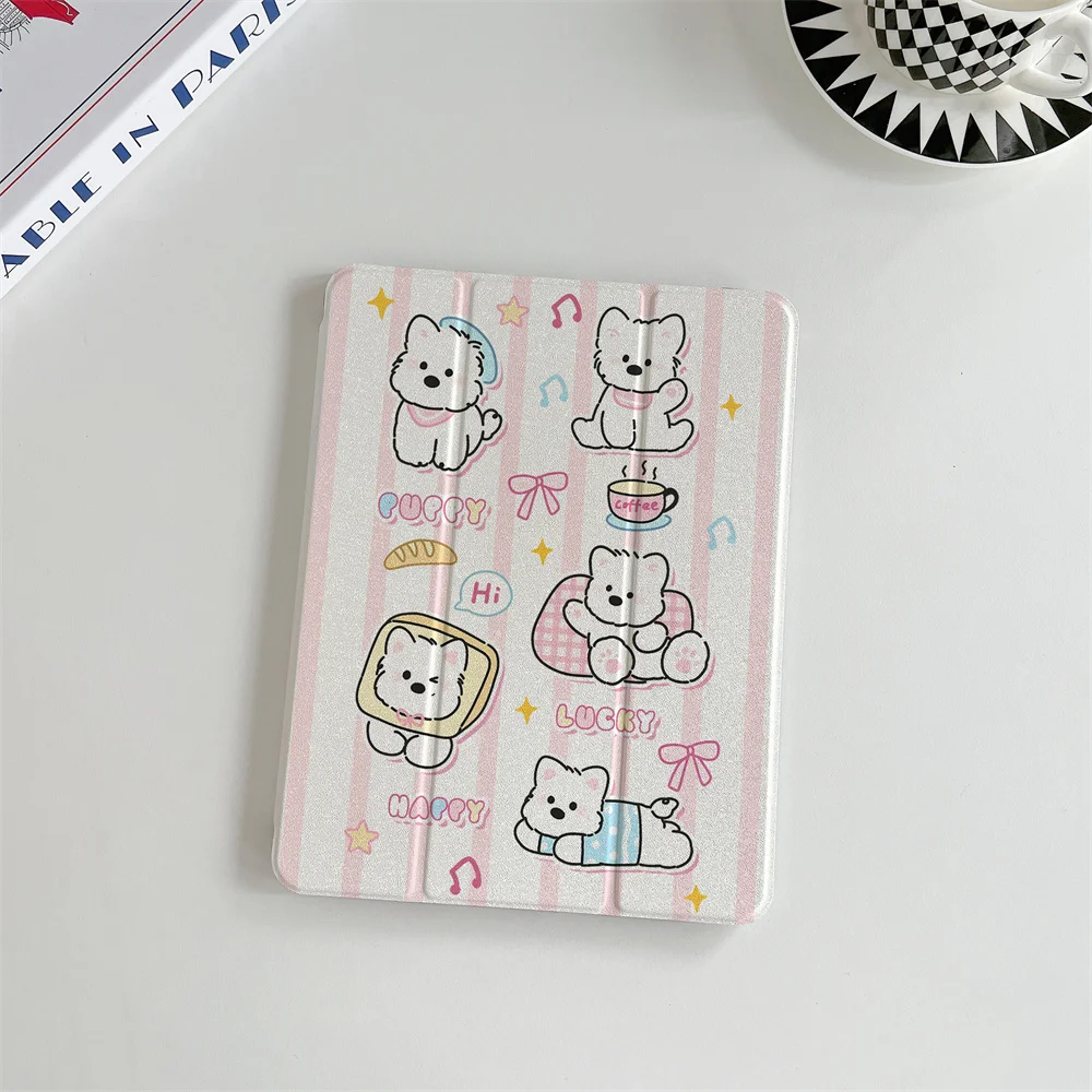 

Новый милый розовый чехол Happy Dog для iPad A16 2024 11 дюймов, 2025 Air 5/4 10.9 дюймов, iPad 10 9.7, 10.2/10.5, Mini 6/5, с отсеком для стилуса