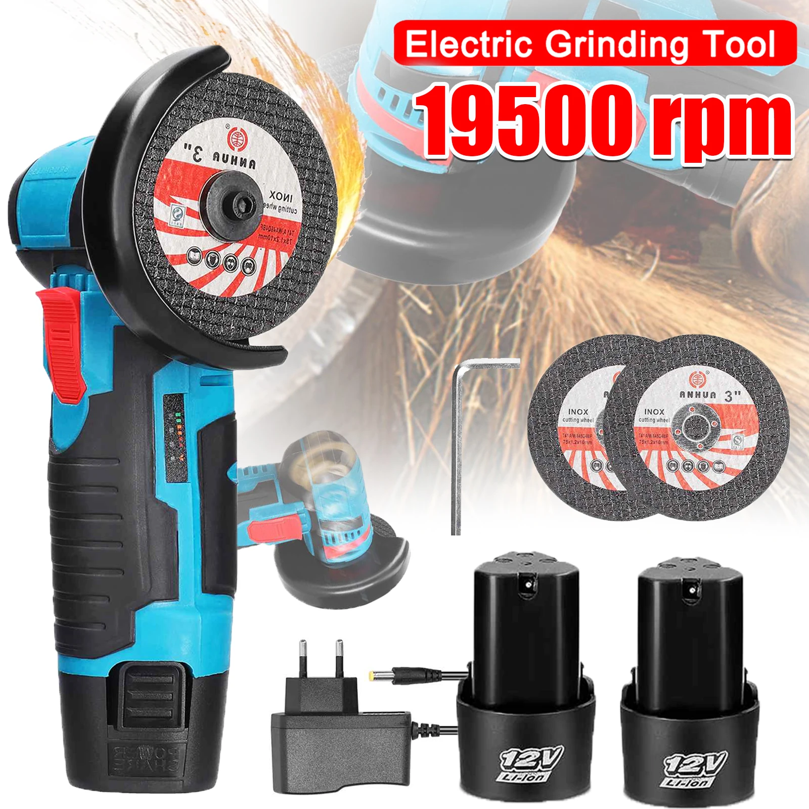 Mini amoladora angular eléctrica de 12V, cepillo de reparación de automóviles, Motor recargable para cortar diamante, herramienta eléctrica inalámbrica, pulido y pulido