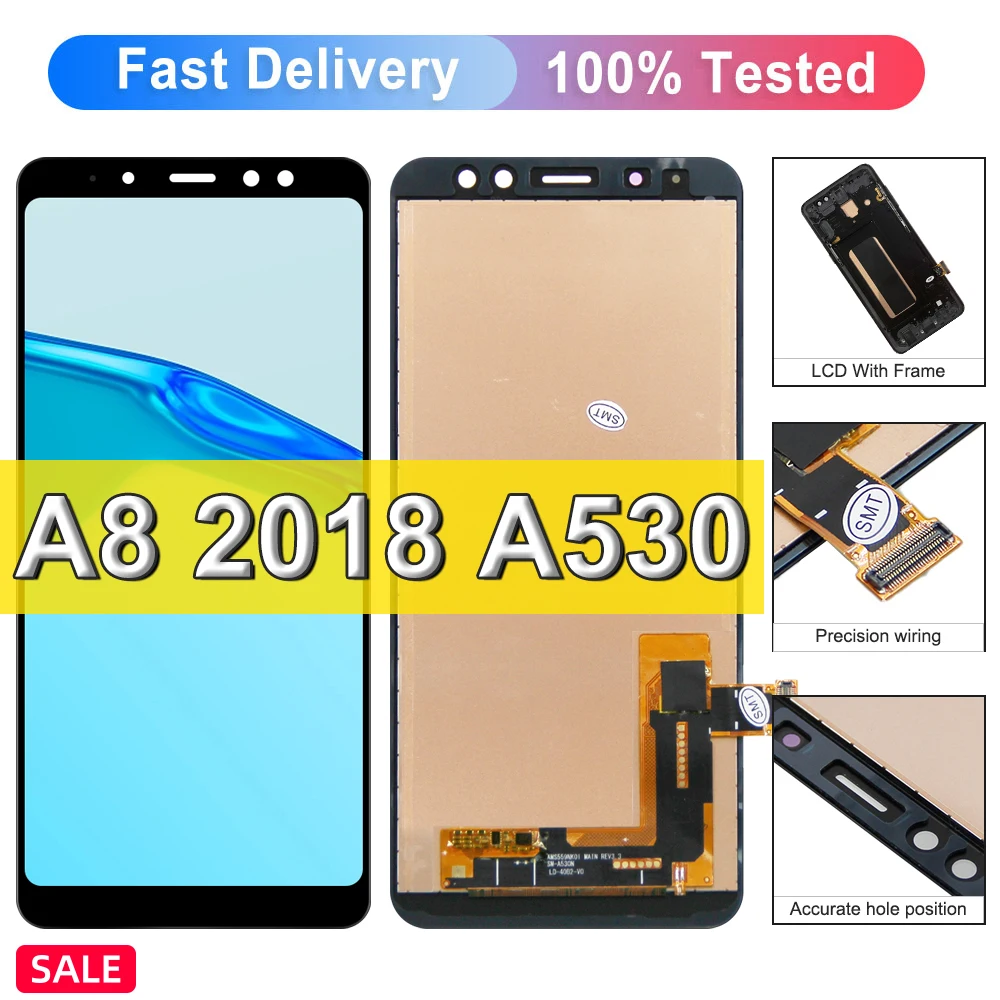 100% Tested For Samsung Galaxy A8 2018 LCD Display Touch Screen For Galaxy A8 A530 A530F A530N LCDReplace,with Frame