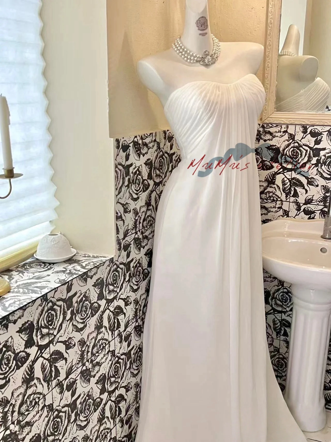 

White Simple Prom Dress Strapless Sexy Backless Pleated Greek Goddess Formal Occasion Host Dressing Gown Graduation Gown New