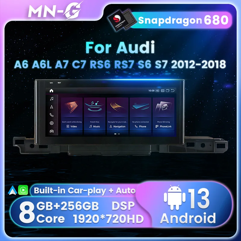 For Audi A6 A6L A7 C7 RS6 RS7 S6 S7 Android 13 All-in-one machine Car multimedia player Carplay 4G WIFI BT Auto Radio DSP 8+256G