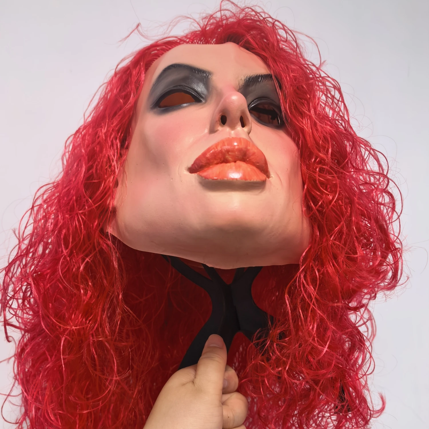 Unisxe Sexy Angelina Human Face Celebrity Mask Famous Actress Rubber Latex Realistic Young Girl Party Prop with Wig Accessory