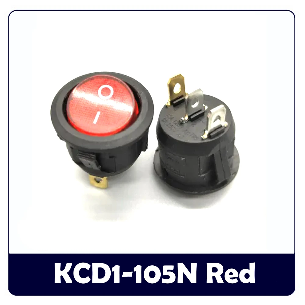 KCD1-105N Saklar Rocker ON-OFF dengan Lampu SPST 3 Pin Tembaga 23Mm 6A 250VAC/10A 125VAC