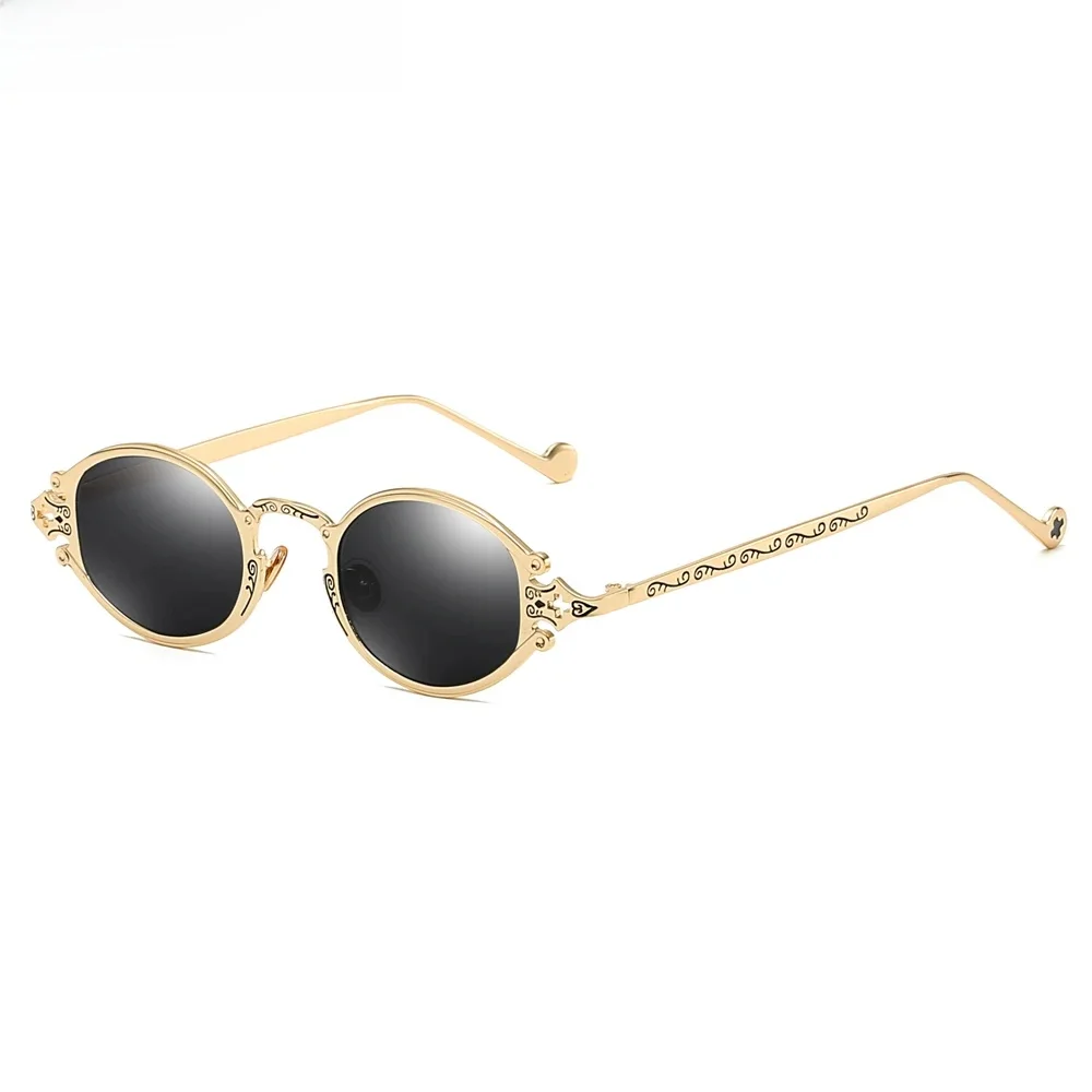 Peekaboo męskie owalne okulary przeciwsłoneczne męskie 2019 punk style czerwone damskie okulary przeciwsłoneczne retro okrągłe złote czarne metalowe ramki wysokiej jakości UV400 — zdjęcie 2
