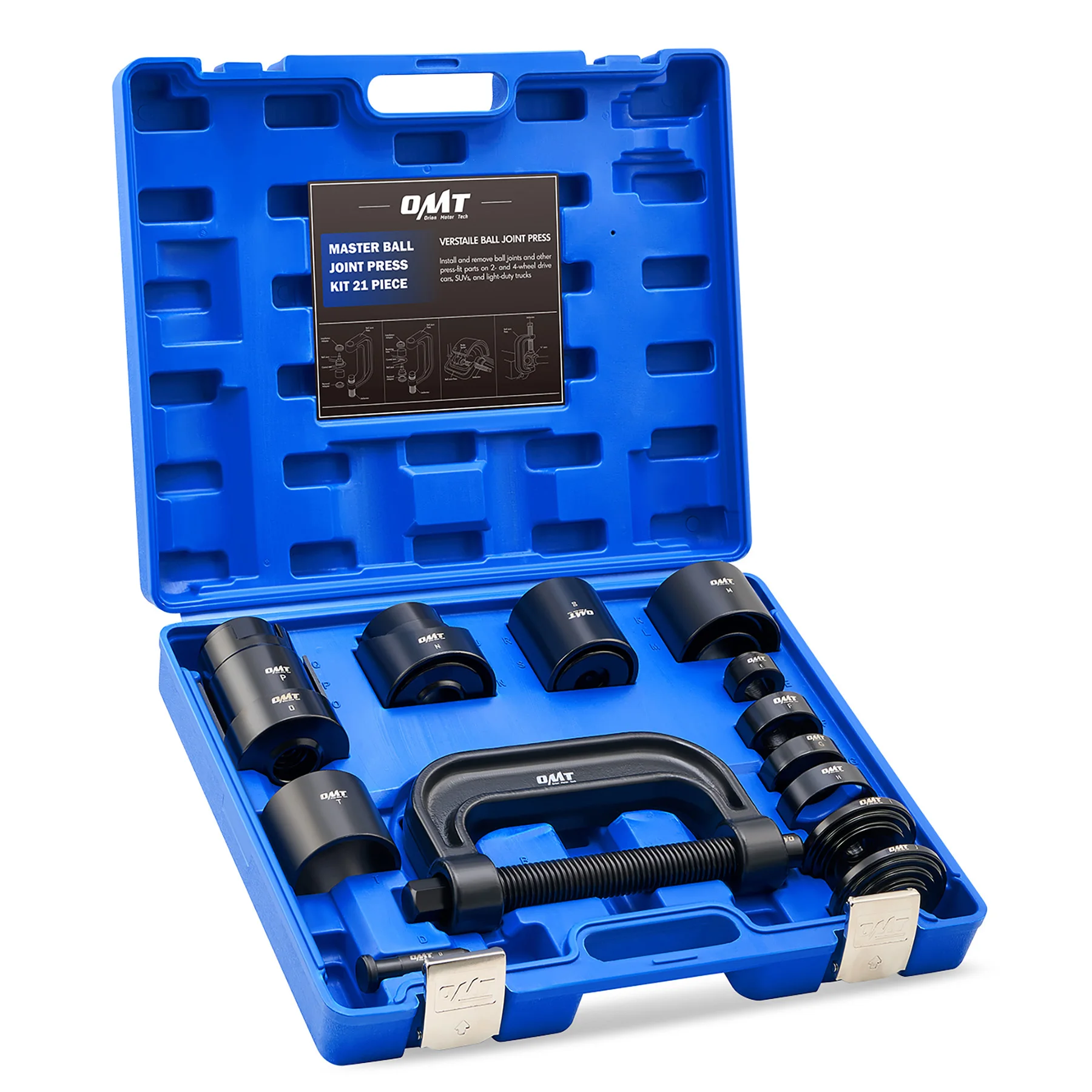 OMT 21 ชิ้น Premium Ball Joint Service Tool & Master Adapter Set w. กระเป๋าหิ้ว สีดํา