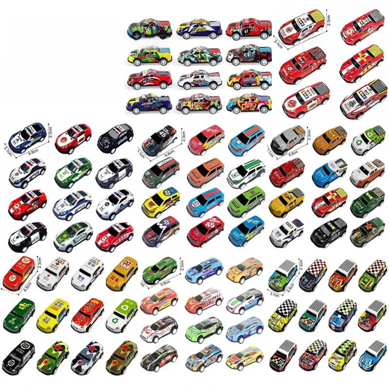 Voitures de course en alliage à rebond, 60/120 pièces, ornement de voiture en alliage Multiple, objets de collection, jouets pour enfants, cadeau d'anniversaire, nouveauté 2023