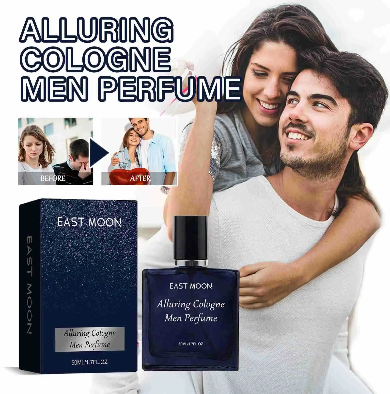 East Moon Men woda kolońska perfumy zapachowe krem ​​do pielęgnacji brody uroczy zapach feromonowy stylizacja włosów świeże randki perfumy w sprayu