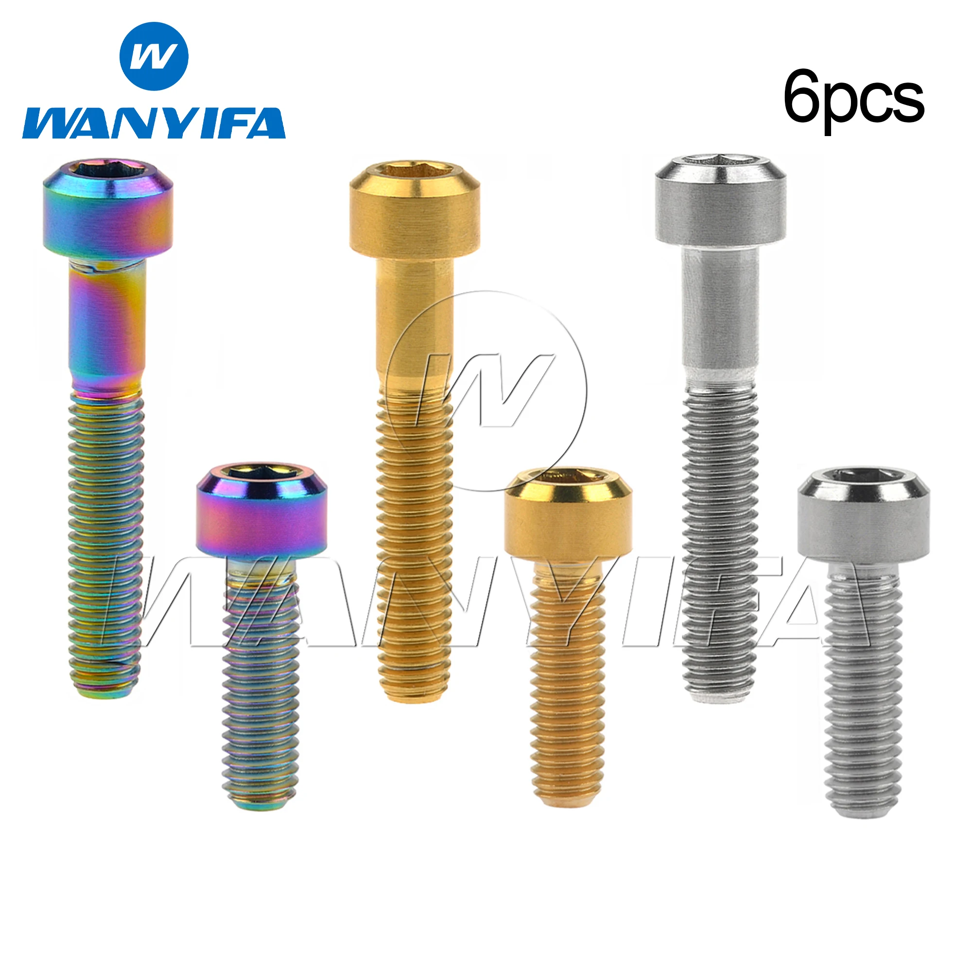 

Wanyifa 6pcs Titanium Bolt M6x20 35mm Chamfer Column Hex Head Screws for Bicycle Motorcycle Ti Fasteners