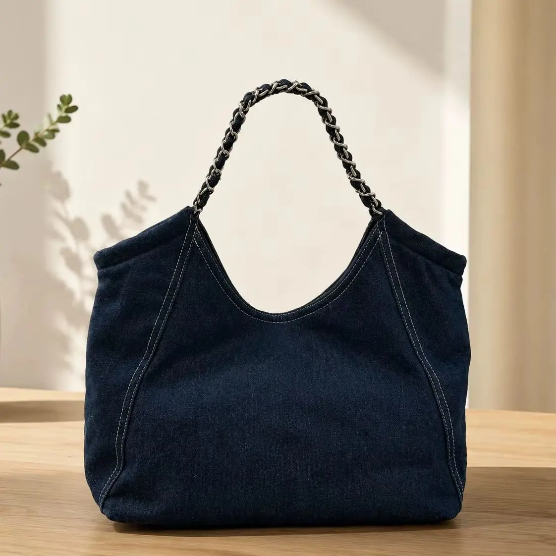 2026 New Luxury Bag Letter Pearl Denim Tote Beach Bag Size down details 38x15x25cm