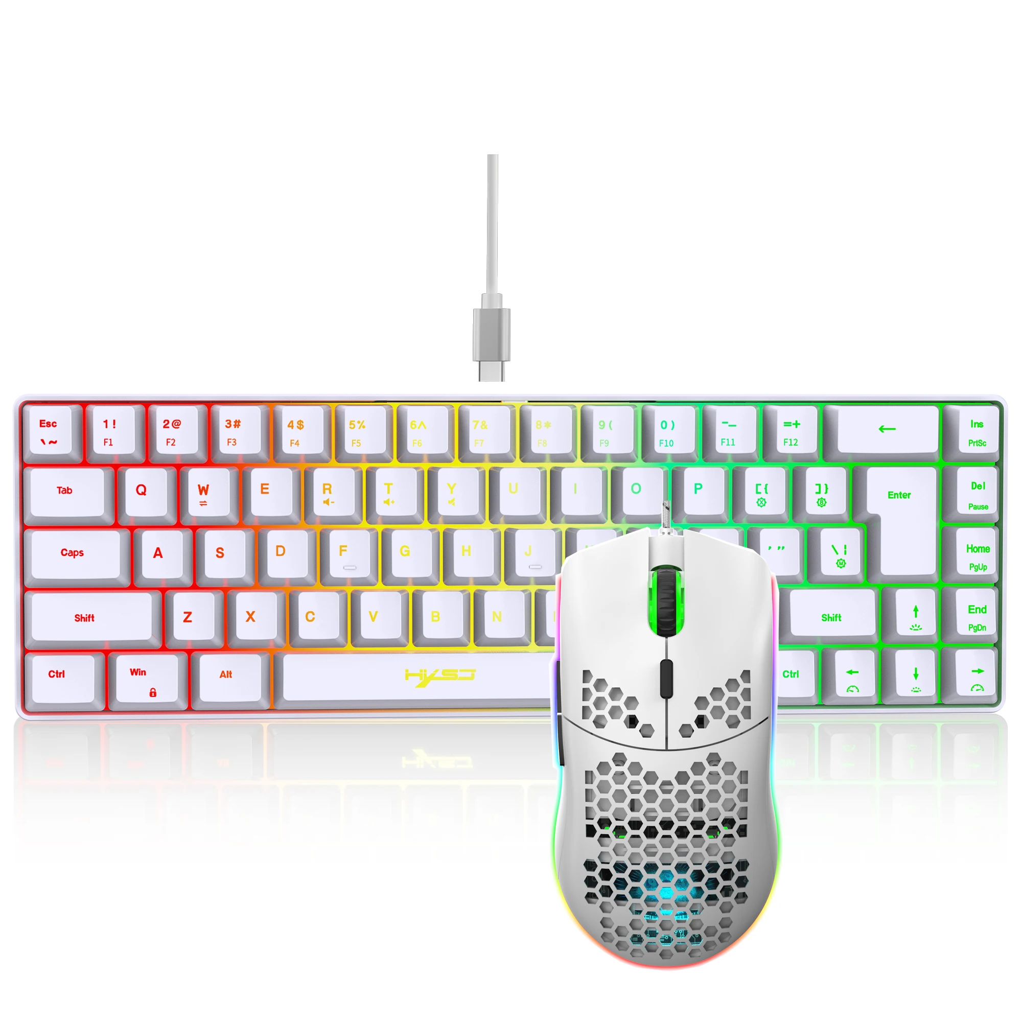

Gaming Keyboard and Mouse Combo - Compact 68-Key Mini Wired Keyboard with RGB Backlit, Ergonomic Design, Optical Mouse