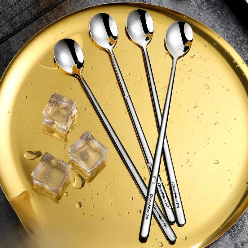 Cuillère à café à long manche en acier inoxydable, cuillère à café, cuillère à remuer, cuillère à crème glacée, cuillère à dessert au miel, ustensiles de cuisine