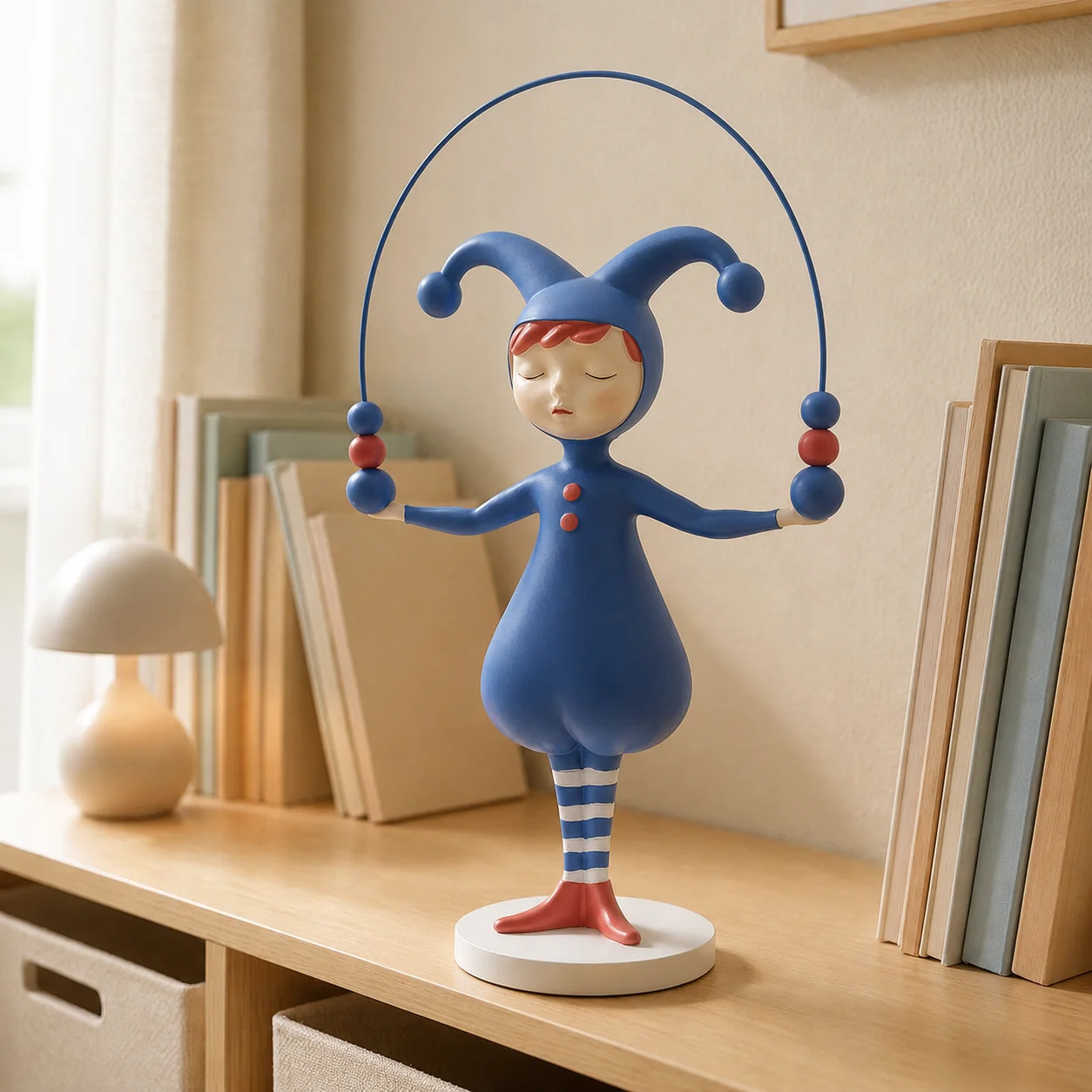 Modern Artistic Girl Sculpture, Creative Resin Figurine with Jump Rope Design, Minimalist Home Decor Accent for Shelf Desk Displ