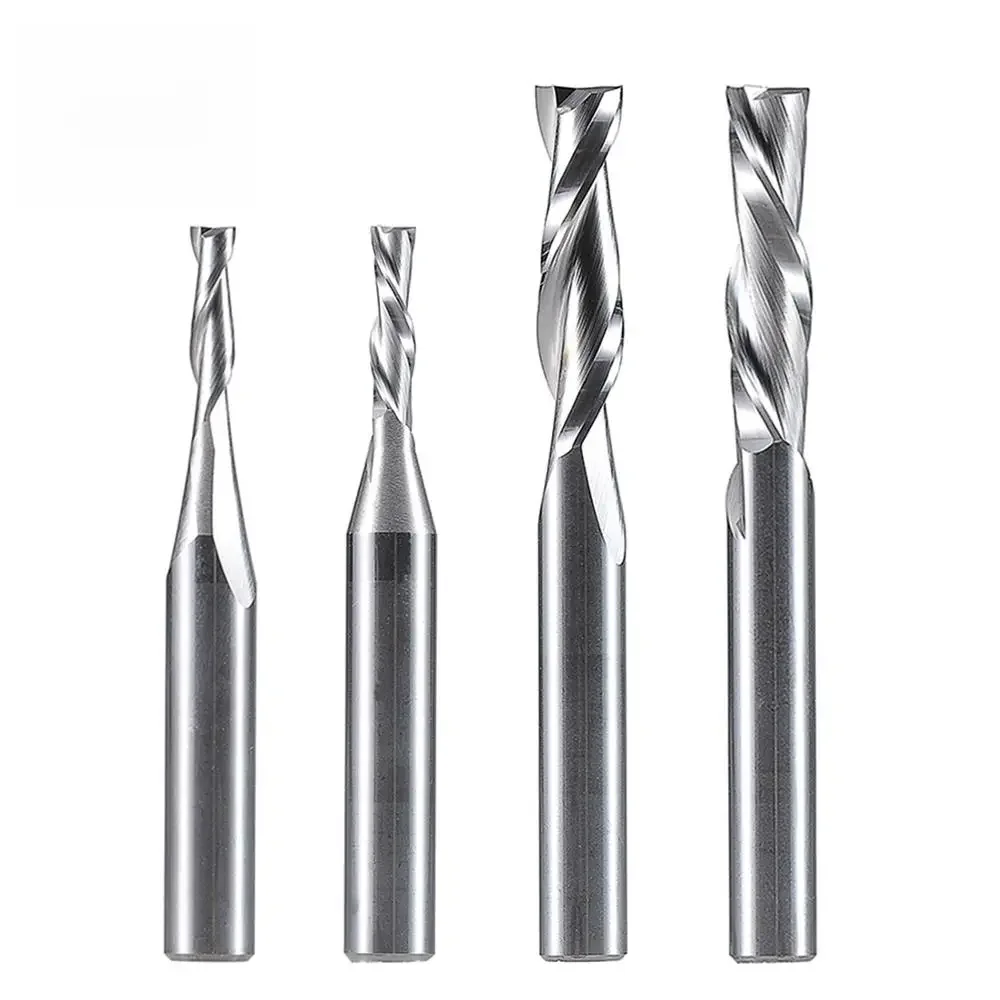 Rozmiar w calach wycięty frez spiralny z węglika z dwoma rowkami 3.175mm 6.35mm, router CNC, ściśnięcie frez palcowy drewna — zdjęcie 2