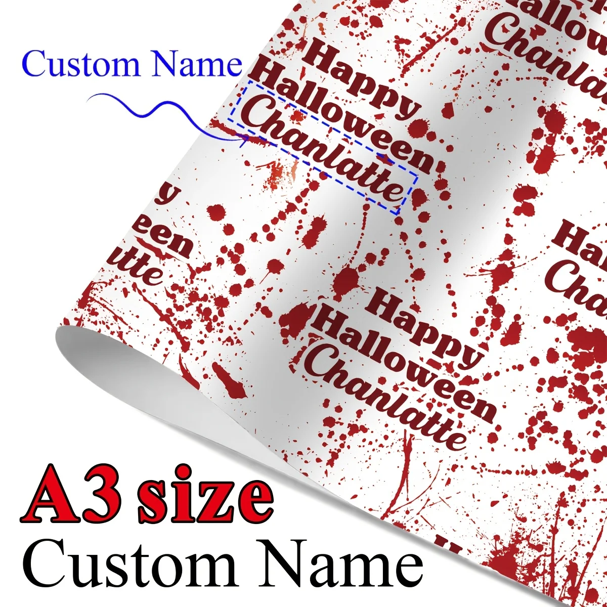 3Pcs 3Pcs Custom Name Halloween Wrapping Paper A3 Size,Blood Splatter Pattern Personalized Gift Wrap for Halloween Gift Packing - Aliexpress Deal