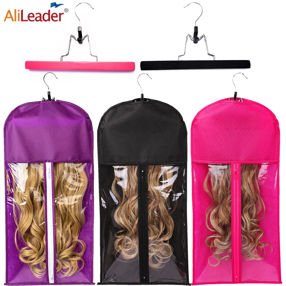 Extra Long Hair Extension Bag and Hanger for Store Wigs Hairpieces Hair Extensions Dust-proof Portable Hair Bag 60cm 80cm