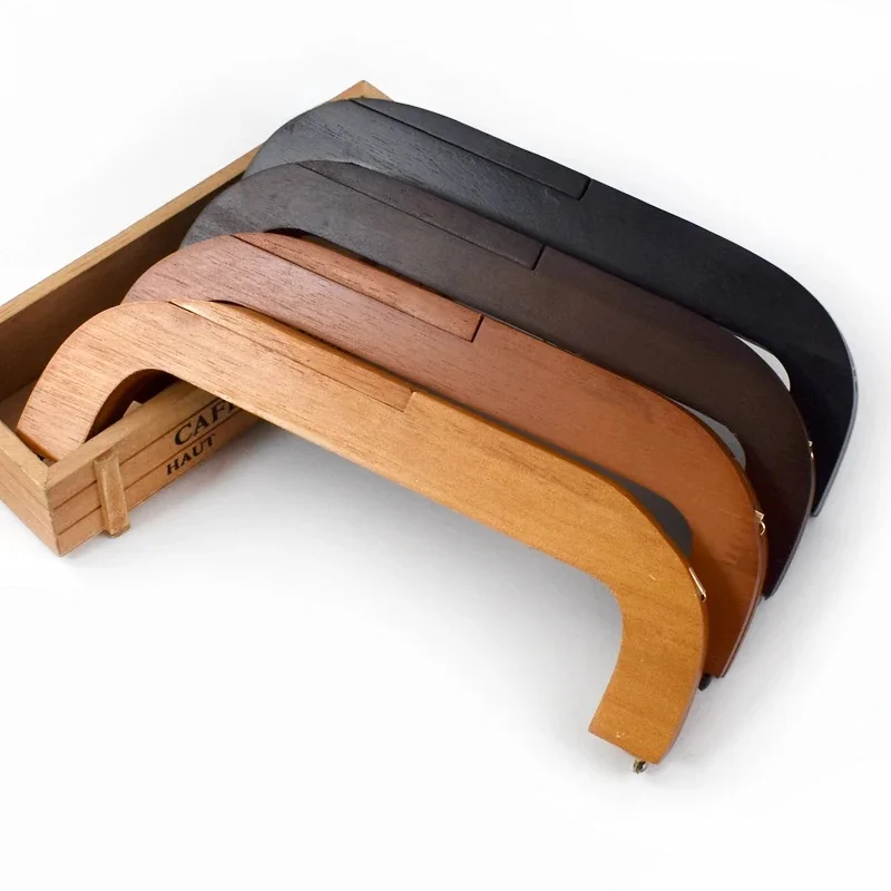 1Pc 25cm Drewniane uchwyty do torebek Rama do torebki Zapięcie do torebki Tkana torba Portfel Ręcznie robione wsporniki do zamykania śrub Akcesoria do majsterkowania — zdjęcie 2