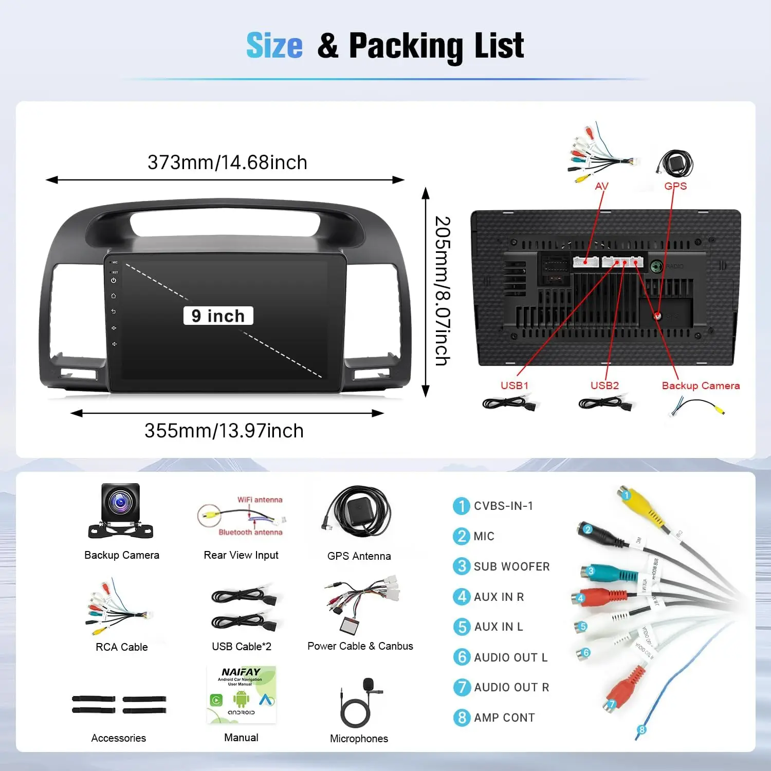 Autoradio stéréo à écran tactile 9 pouces, pour Toyota Camry 2002 2003 2004 2005 2006, Carplay sans fil, Android Auto, avec CanBus GPS 2G + 32G