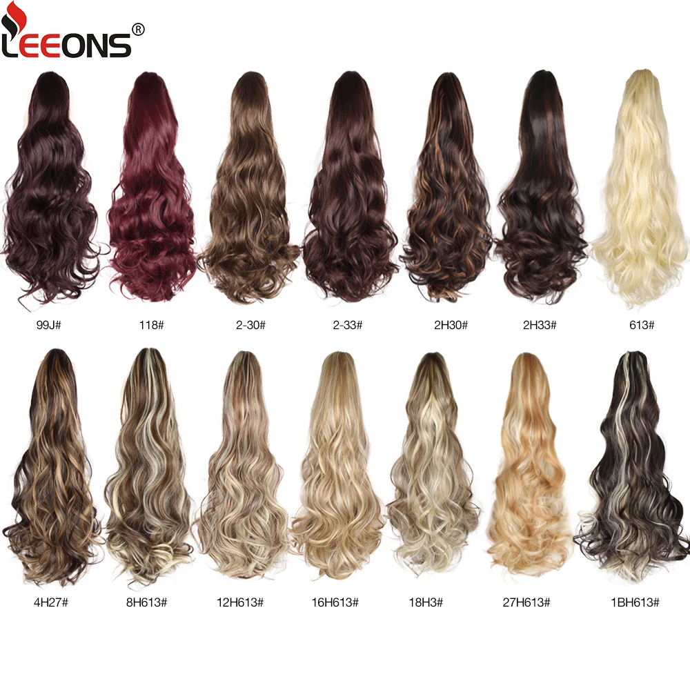 Leeons Claw Clip In Ponytail Extensions 22 Inch Ombre Blone Synthetic Long Curly Wavy Fluffy Ponytail Hairpieces Daily Party Use