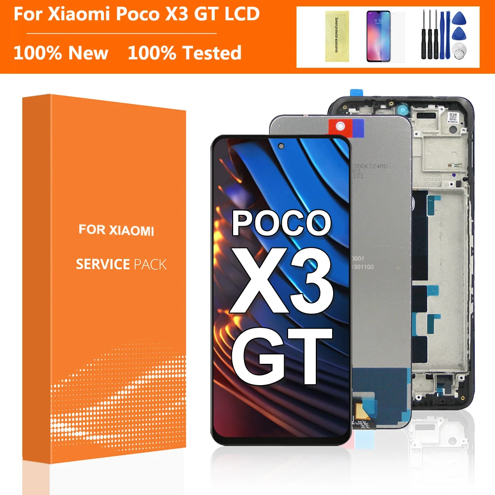 Nowy wyświetlacz 6,6'' dla Xiaomi POCO X3 GT 21061110 Wyświetlacz LCD AG Digitizer z ekranem dotykowym do ekranu POCO X3GT z ramką