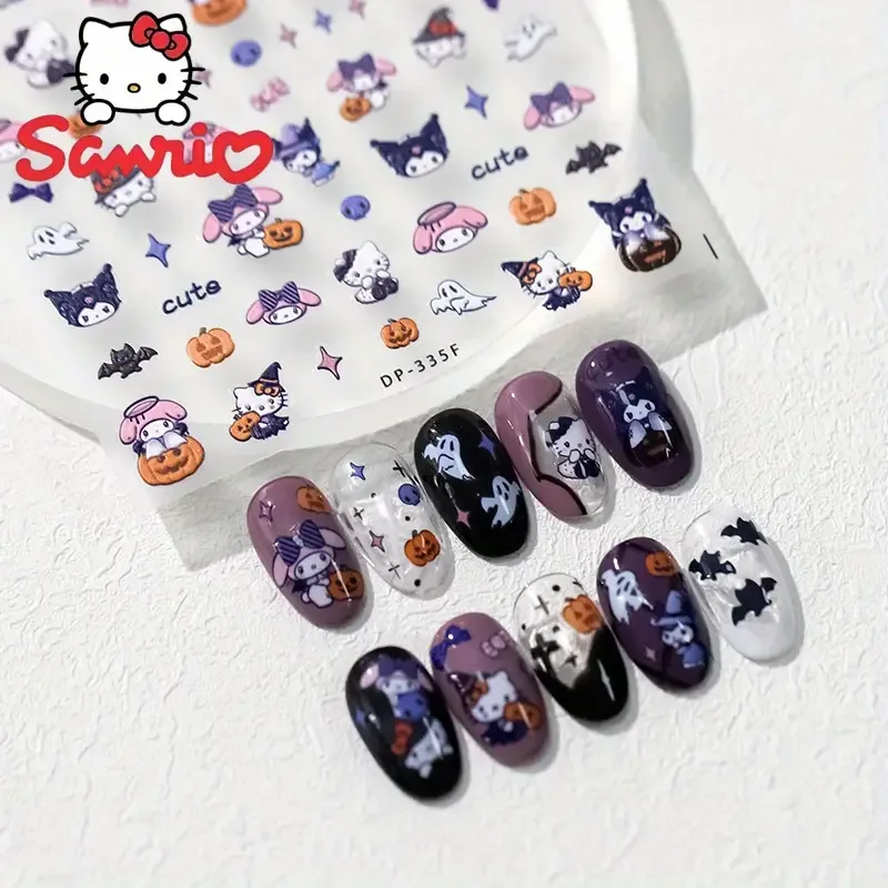 

Miniso Sanrio Halloween Nail Sticker 5D Cartoon Embossed Self-adhesive Stickers For Manicure And Party Favors Stickers For Nails