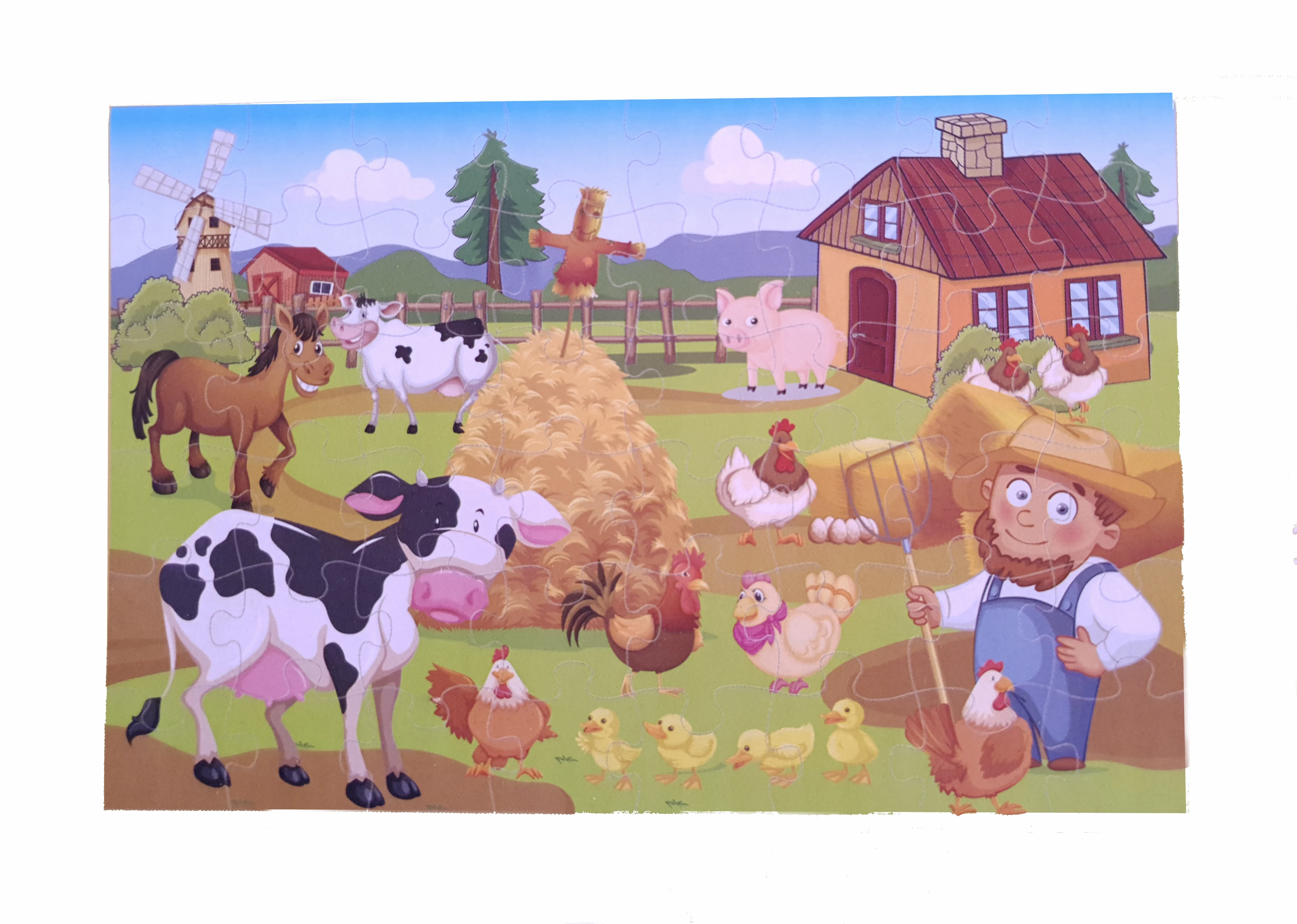 Children's toys puzzle 48 pieces: the farm happy thinking logic visual memory