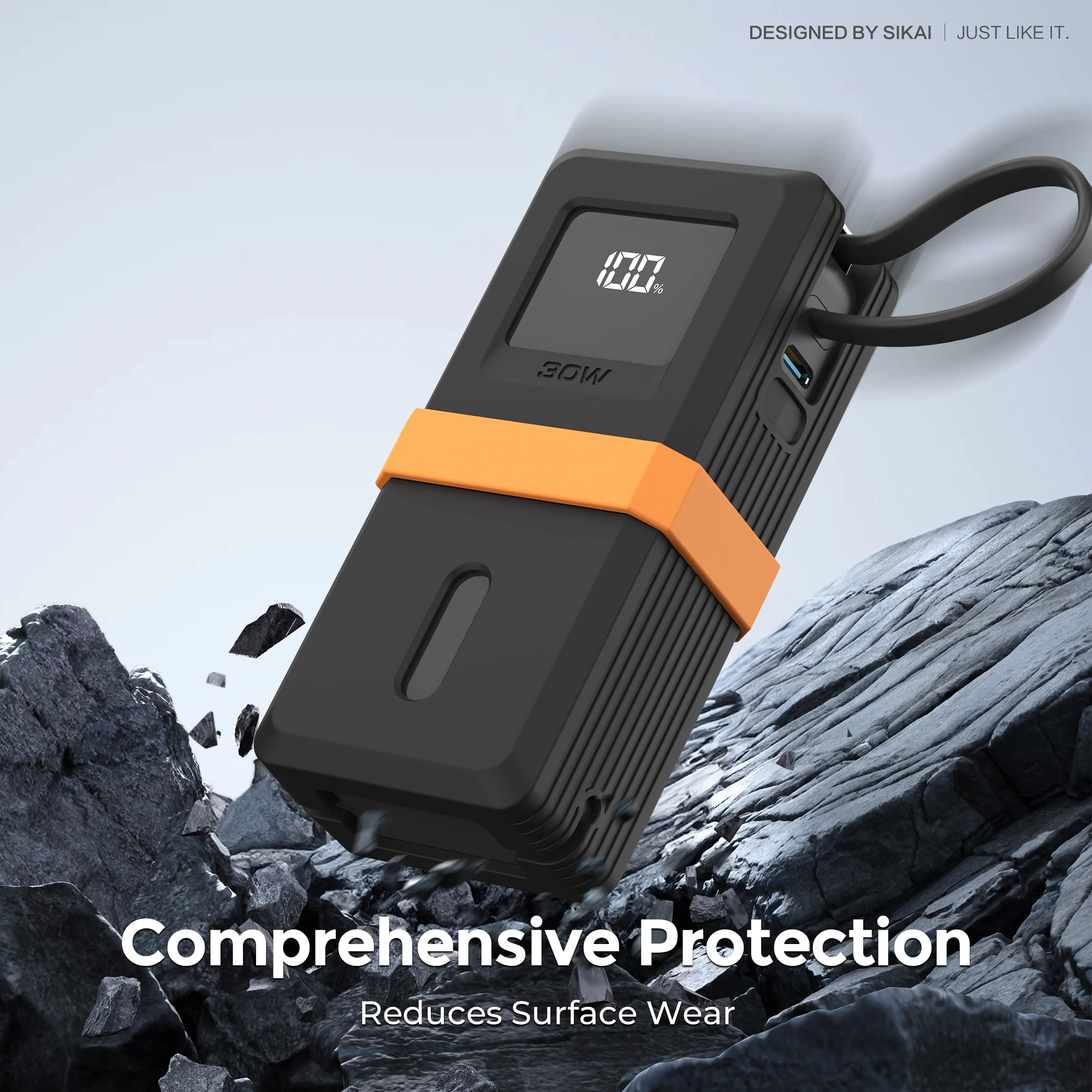 SIKAI Silicone Power Bank Case For Anker Nano 3-in-1 PD30W 10000mAh Power Bank Drop-proof Protective Case
