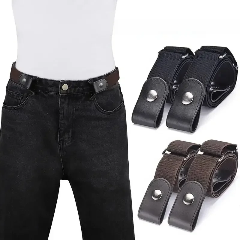 Ceinture élastique extensible réglable, 2 piÚces, ceinture Invisible sans boucle pour femmes et hommes, pantalon en Jean, robe sans boucle, facile à porter
