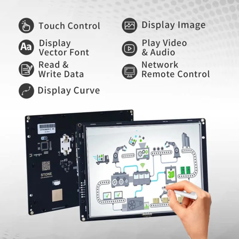 4.3 5 7 10.1 인치 스마트 HMI 직렬 LCD 디스플레이 모듈, 산업 제어용 프로그램 터치 스크린, RS232 TTL 포트 포함