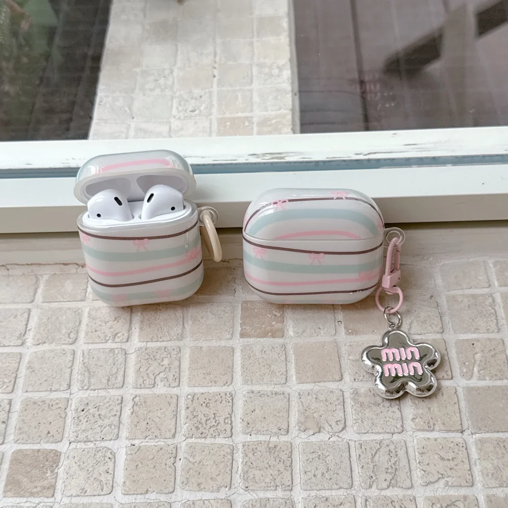 

Fresh contrasting color striped earphone protective case, suitable for AirPods 4/3/2 Pro/2/4, new shockproof protective case